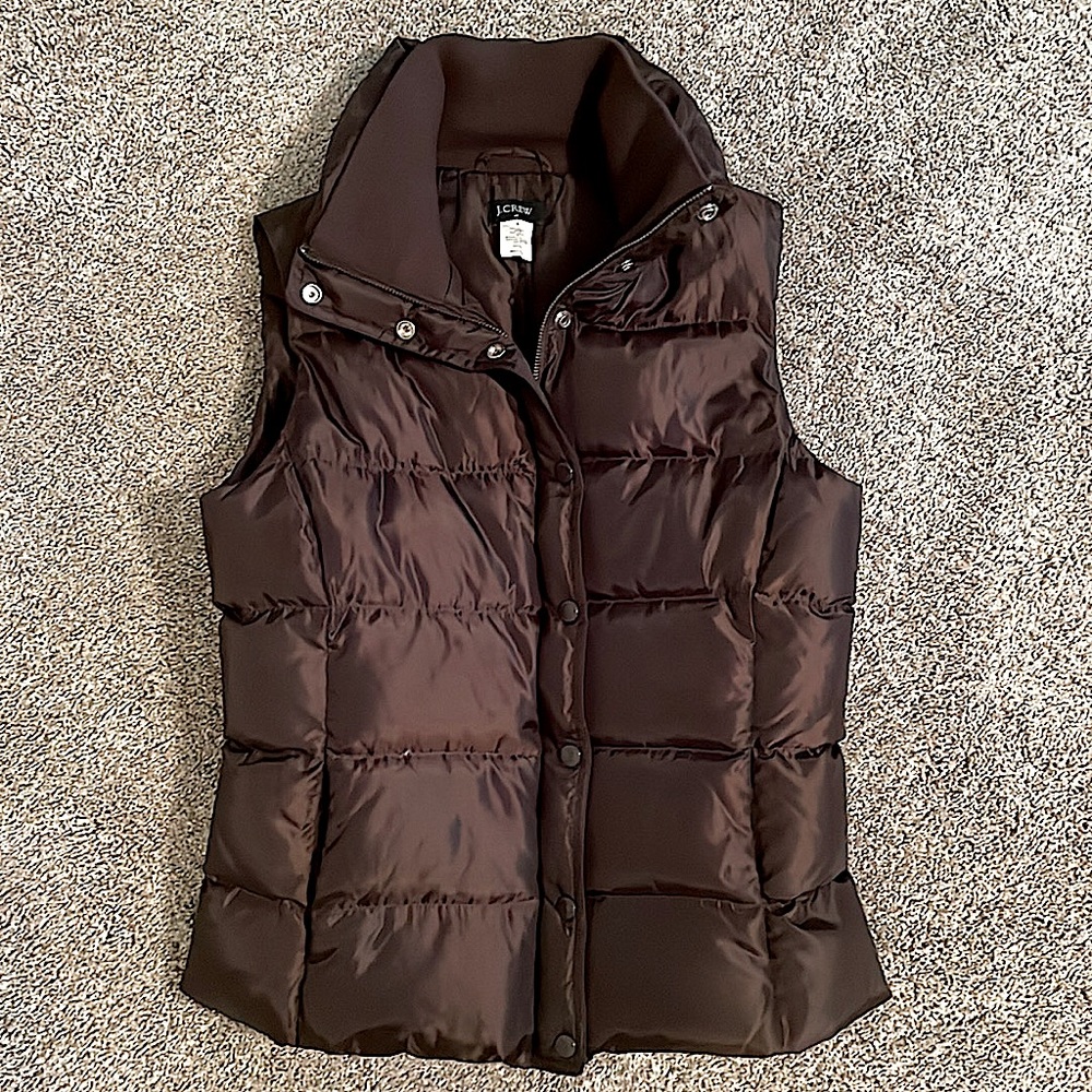J Crew Women’s Puffer Vest, brown, size S